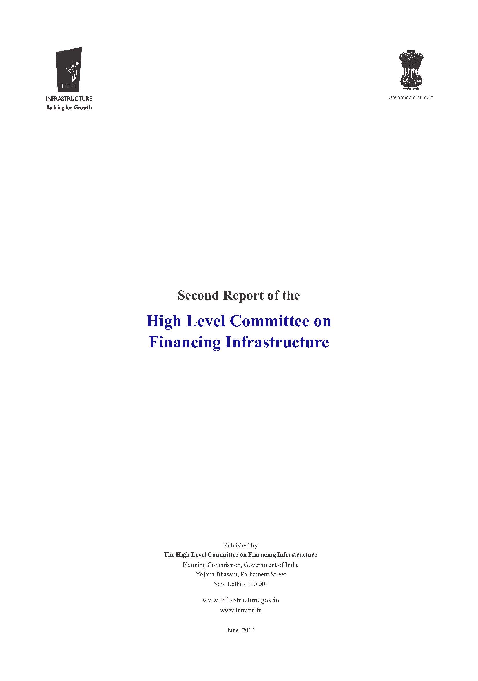 Image of Second Report of High Level Committee on Financing Infrastructure 2014
